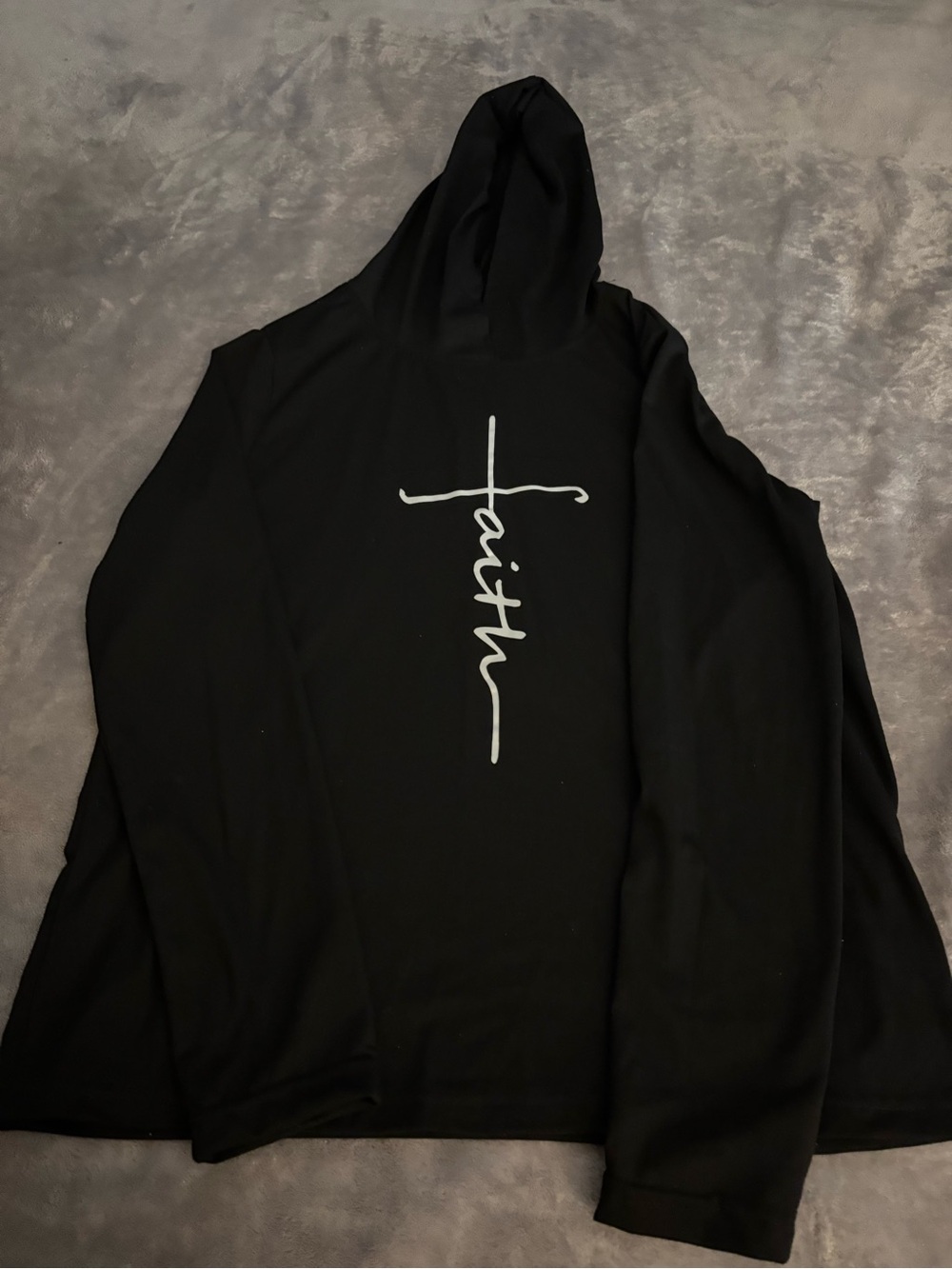 Faith Graphic Hooded Long-Sleeve Shirt - Black size L never worn